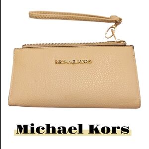 Michael Kors Tan Pebbled Leather Clutch